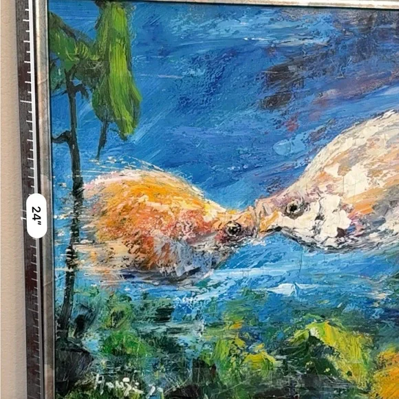 🆕 “Koi Serenity” Orig Oil Painting on Canvas Signed by Artist 🧑‍🎨 Harmony - Picture 4 of 16